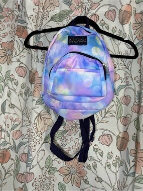 Jansport Kids Pastel Bubble Print Mini Backpack in Lavender and Light Blue